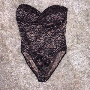 Black and gold lacy body suit lingerie